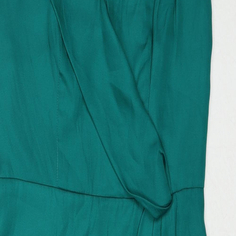 Banana Republic Womens Green Polyester Slip Dress Size 14 V-Neck Zip