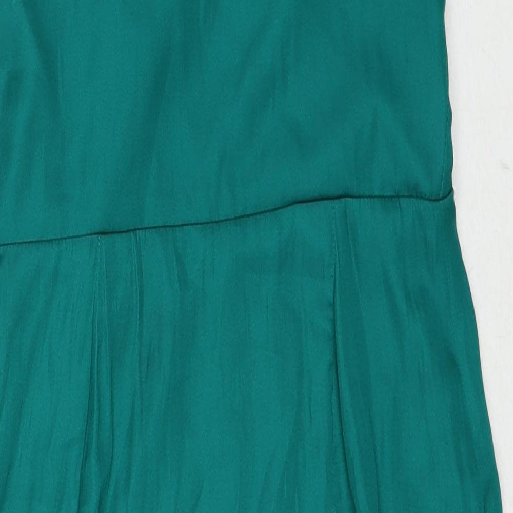 Banana Republic Womens Green Polyester Slip Dress Size 14 V-Neck Zip
