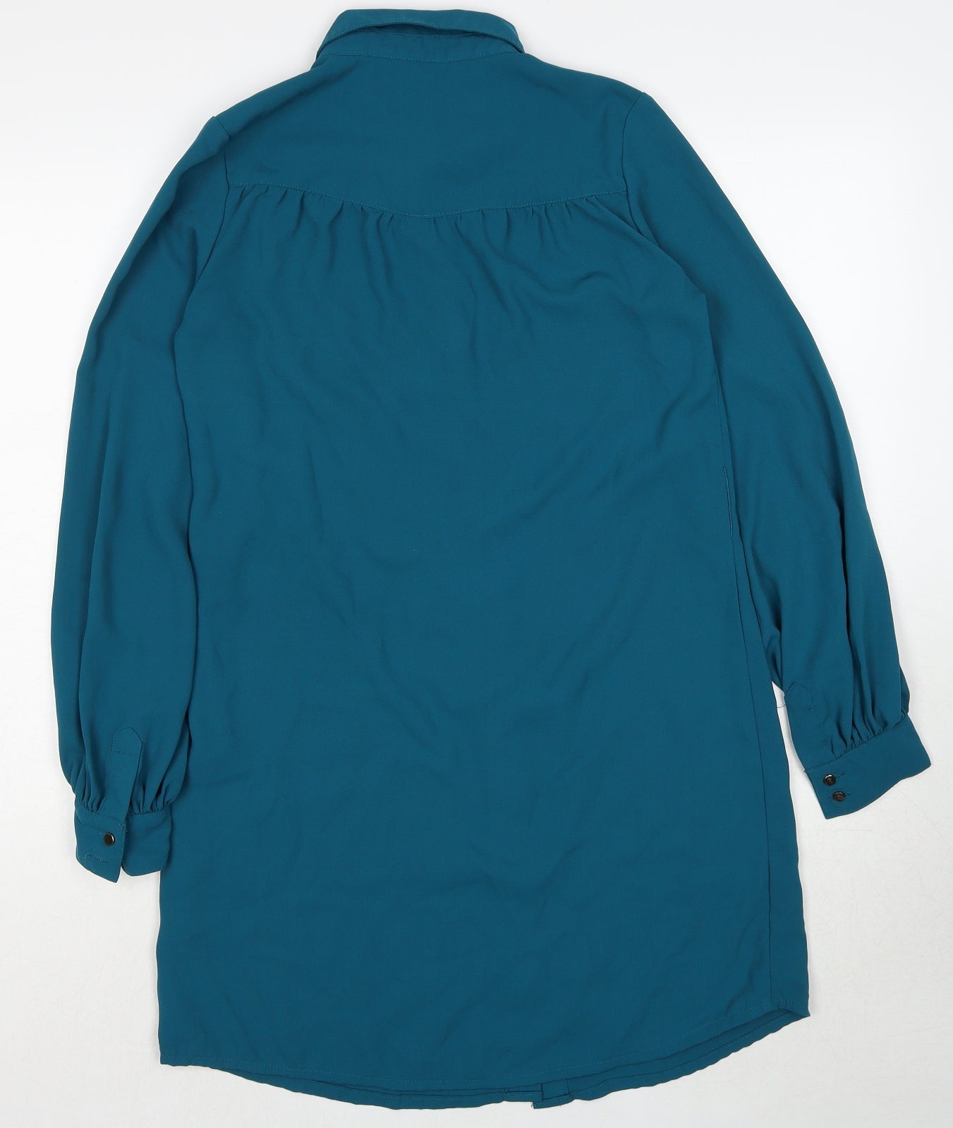 New Look Womens Blue Polyester Shirt Dress Size 8 Collared Button