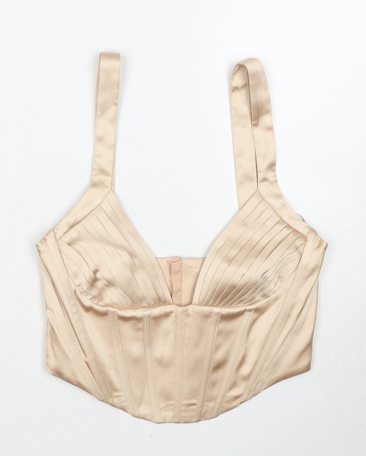 Zara Womens Beige Polyester Cropped Tank Size XS V-Neck