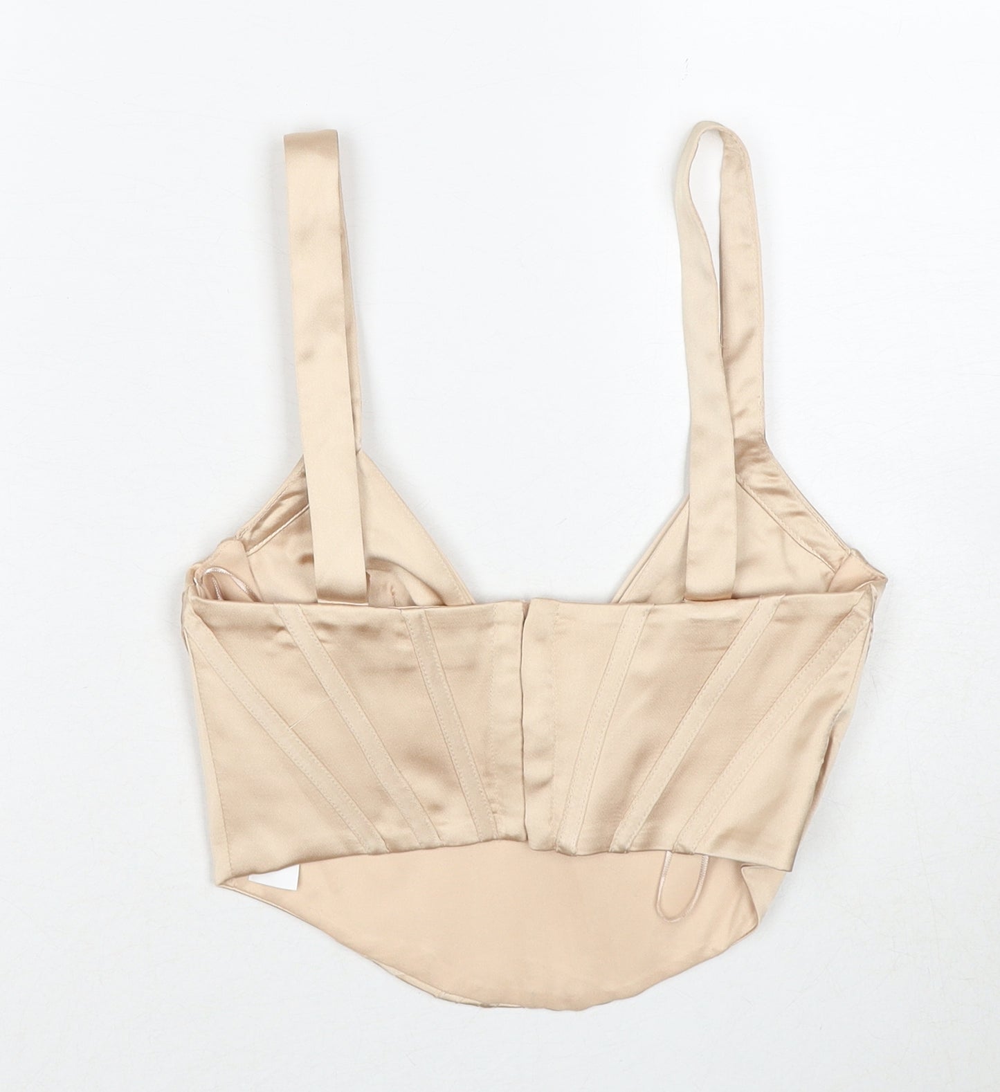 Zara Womens Beige Polyester Cropped Tank Size XS V-Neck