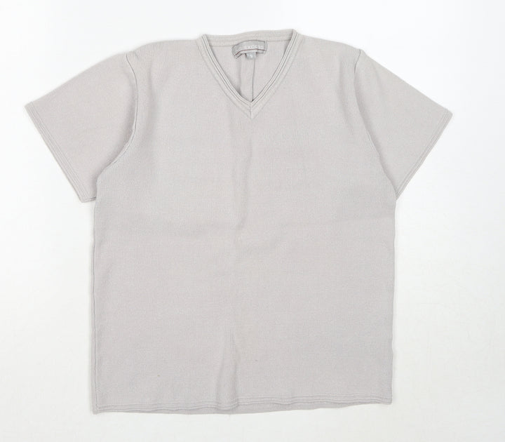 No Excess Womens Grey V-Neck Viscose Pullover Jumper Size S