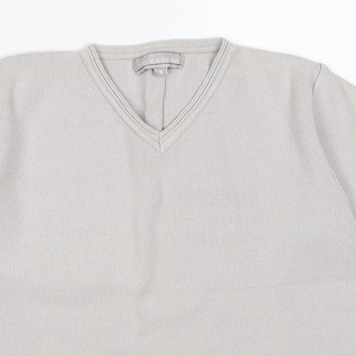 No Excess Womens Grey V-Neck Viscose Pullover Jumper Size S