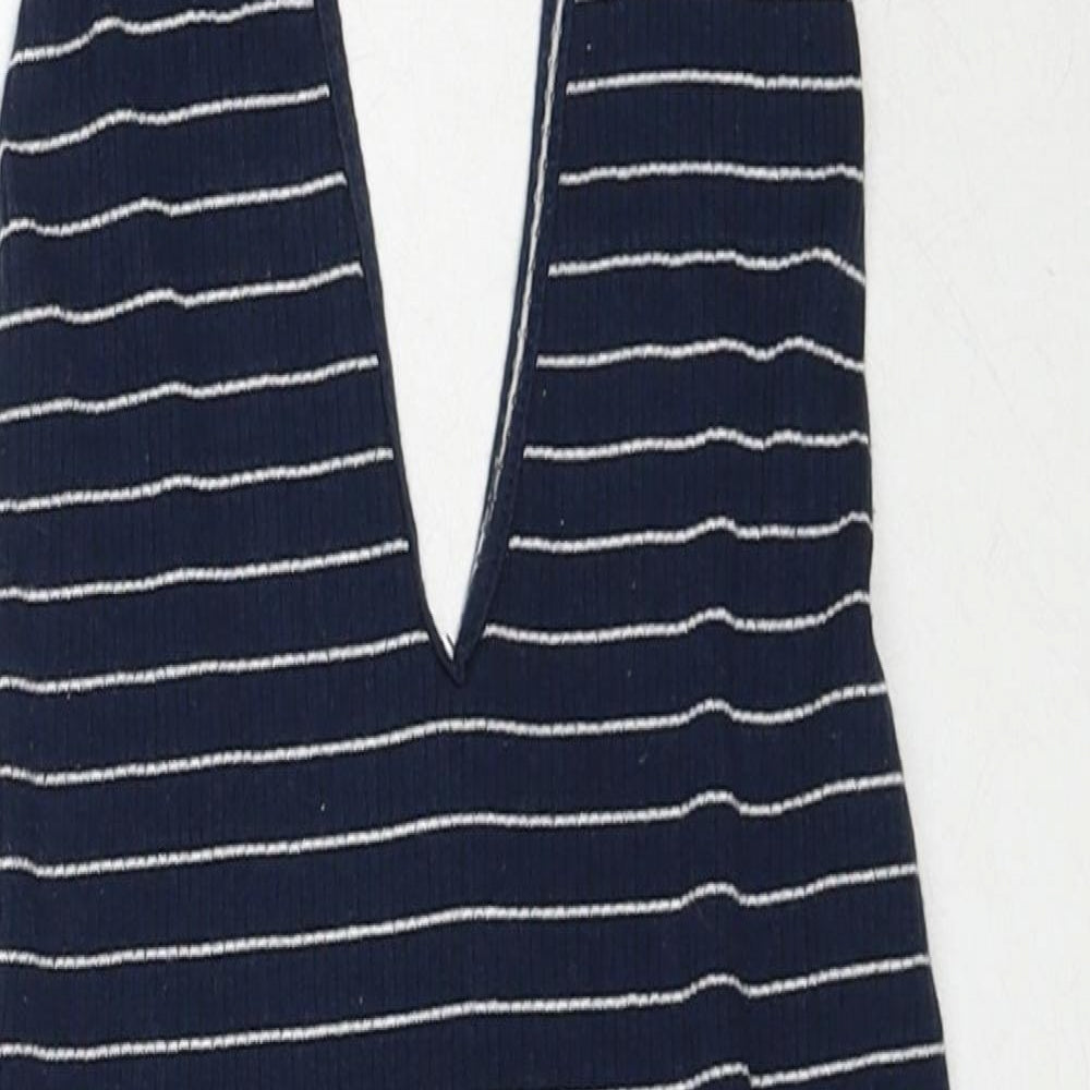 Zara Womens Blue Striped Cotton Bodysuit One-Piece Size S Pullover