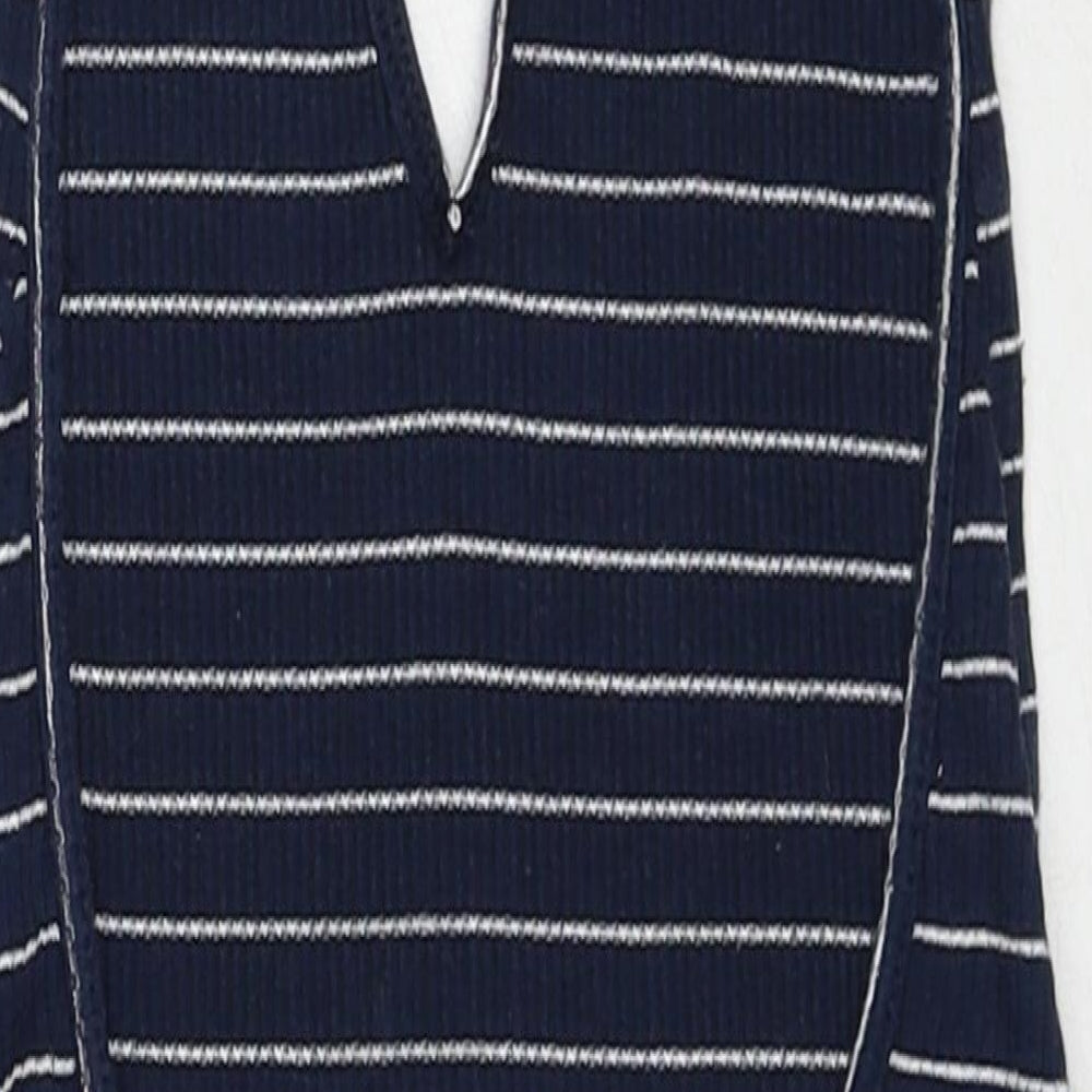 Zara Womens Blue Striped Cotton Bodysuit One-Piece Size S Pullover