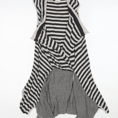River Island Womens Black V-Neck Striped Cotton Cardigan Jumper Size 6