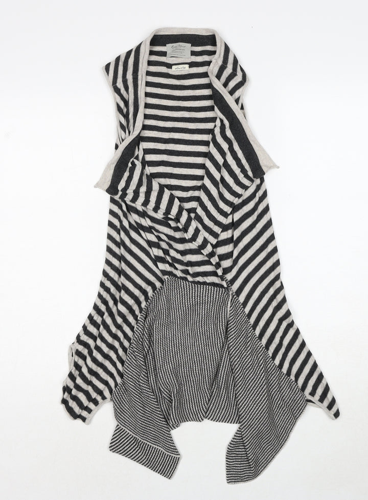 River Island Womens Black V-Neck Striped Cotton Cardigan Jumper Size 6
