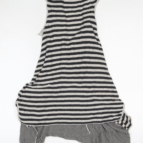 River Island Womens Black V-Neck Striped Cotton Cardigan Jumper Size 6