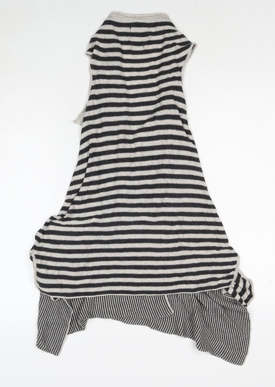 River Island Womens Black V-Neck Striped Cotton Cardigan Jumper Size 6