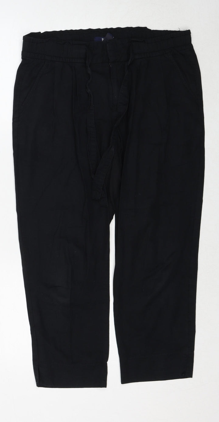 Gap Womens Black Cotton Trousers Size 6 Regular Drawstring