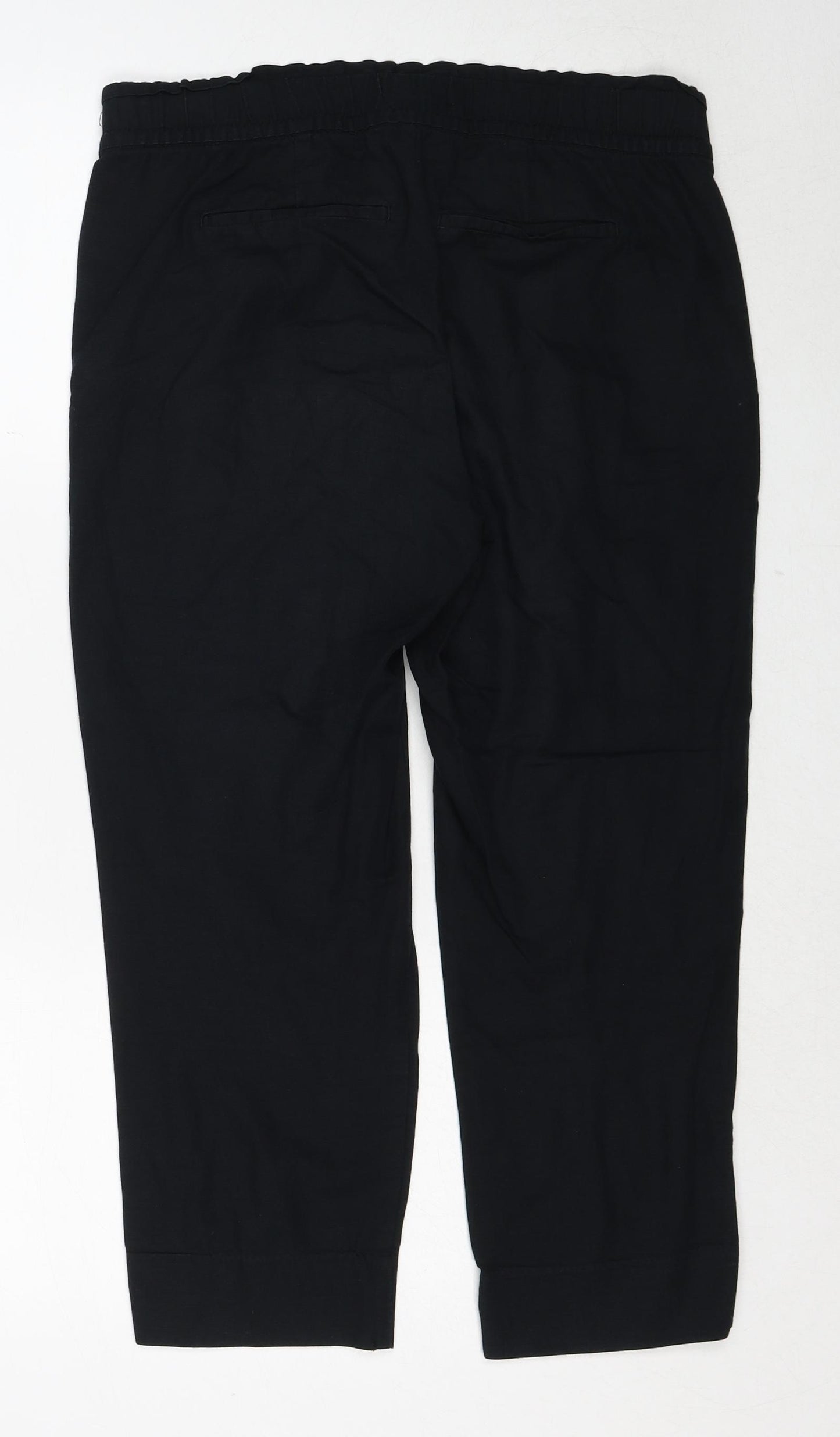 Gap Womens Black Cotton Trousers Size 6 Regular Drawstring