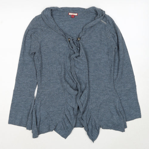 Joe Browns Womens Blue V-Neck Acrylic Cardigan Jumper Size 12