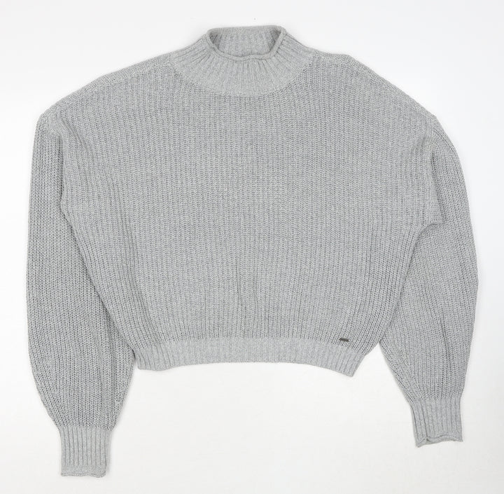 Hollister Womens Grey Round Neck Cotton Pullover Jumper Size S