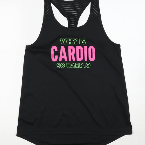 Takiboo Womens Black Polyester Pullover Tank Size S Scoop Neck Pullover - Slogan