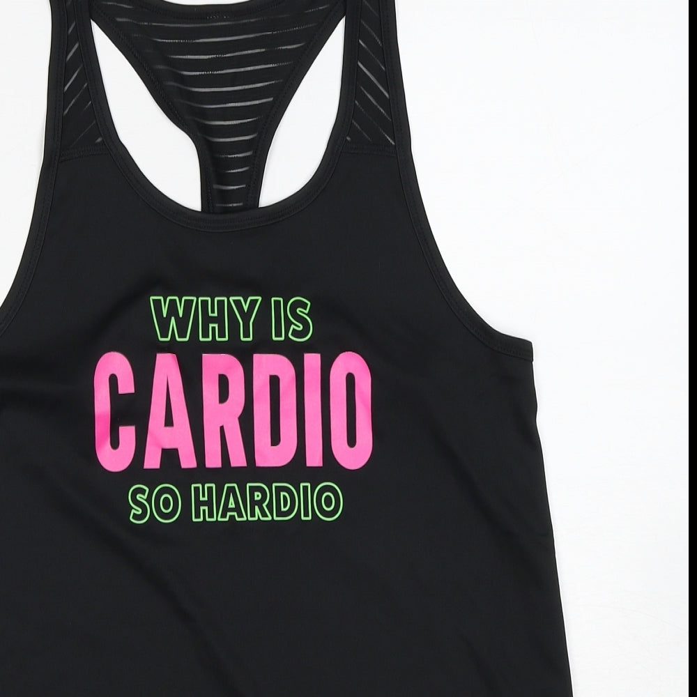 Takiboo Womens Black Polyester Pullover Tank Size S Scoop Neck Pullover - Slogan