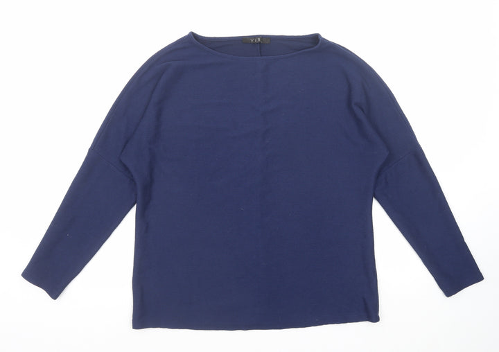 Very Womens Blue Round Neck Polyester Pullover Jumper Size 14