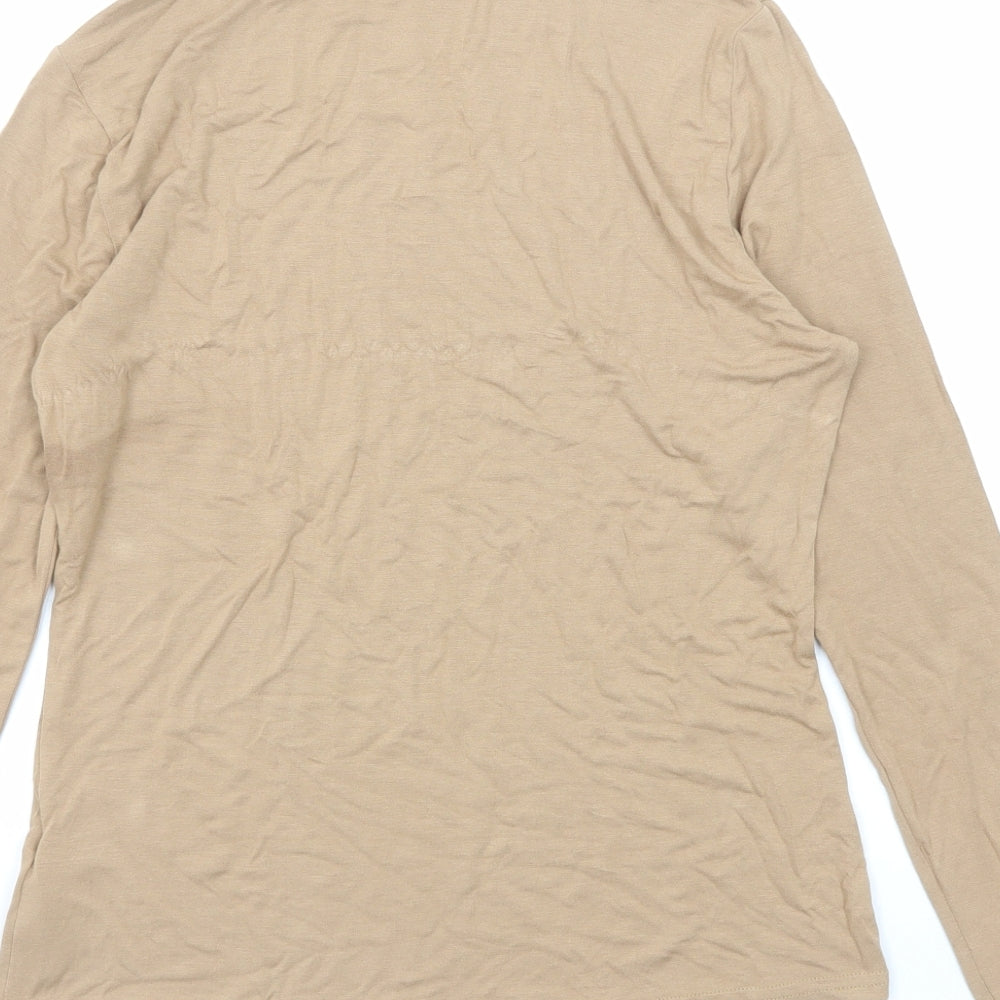 New Look Womens Beige Viscose Basic T-Shirt Size 14 Roll Neck