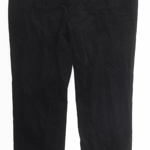 Marks and Spencer Womens Black Cotton Trousers Size 18 Regular Zip