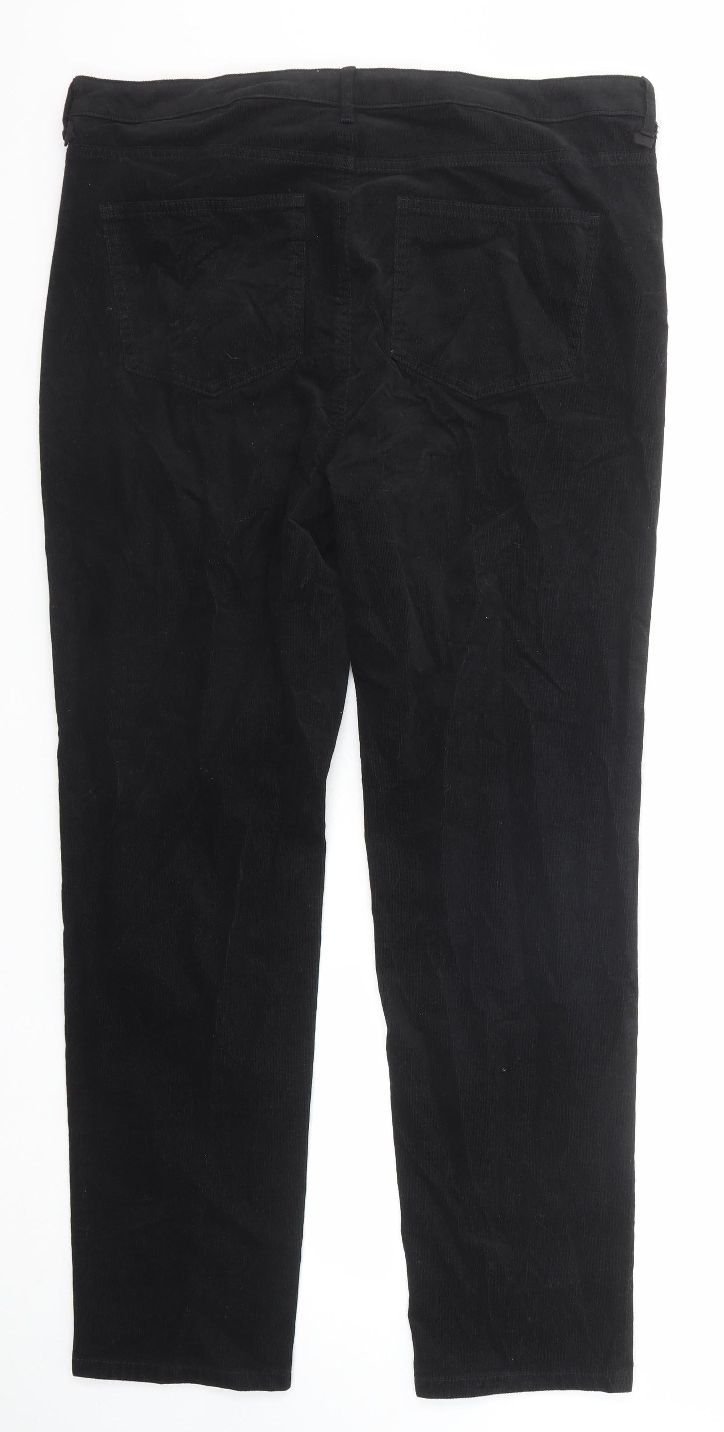 Marks and Spencer Womens Black Cotton Trousers Size 18 Regular Zip