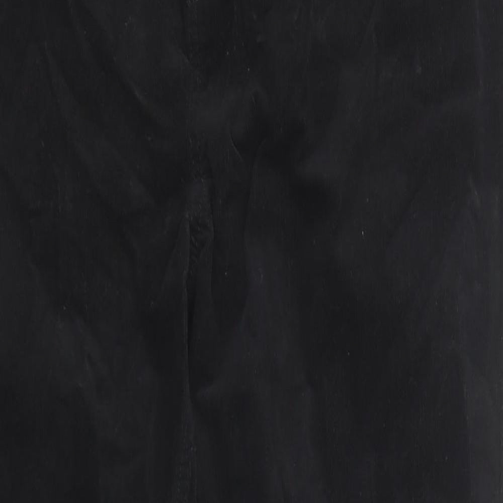 Marks and Spencer Womens Black Cotton Trousers Size 18 Regular Zip