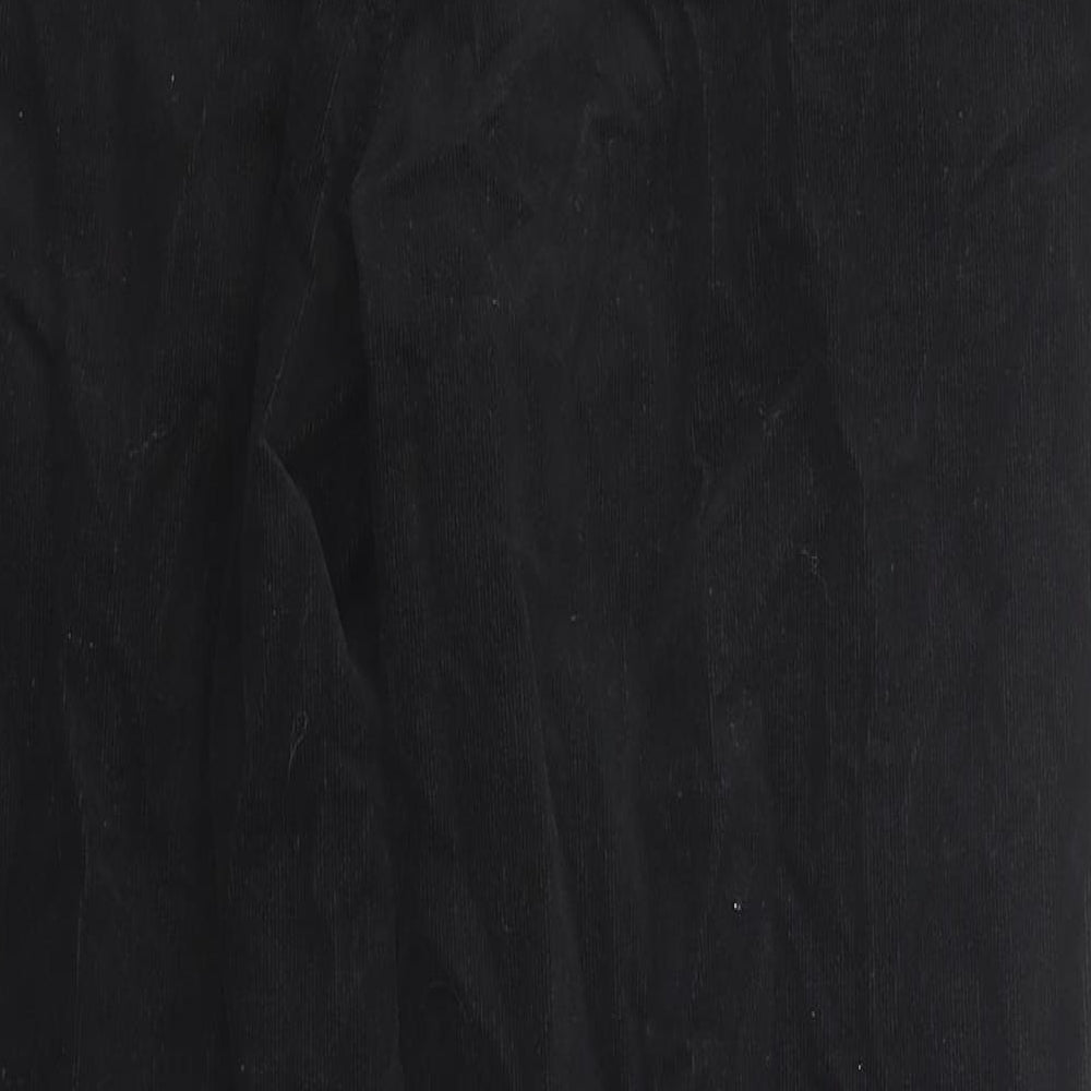 Marks and Spencer Womens Black Cotton Trousers Size 18 Regular Zip