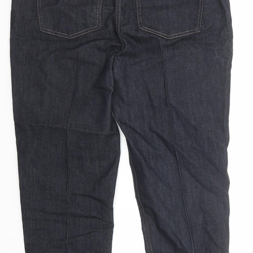 Marks and Spencer Womens Blue Cotton Cropped Jeans Size 16 Regular Zip
