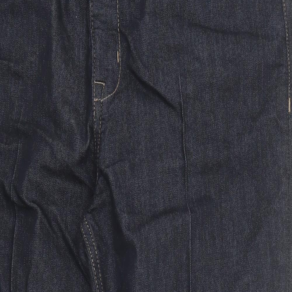 Marks and Spencer Womens Blue Cotton Cropped Jeans Size 16 Regular Zip