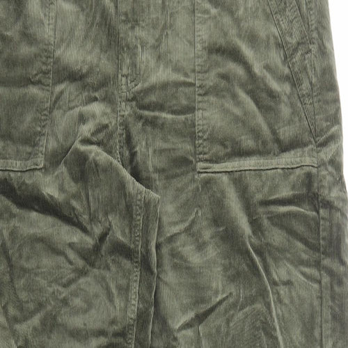 Per Una Womens Green Cotton Trousers Size 16 Regular Zip