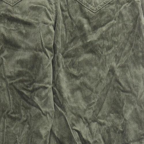 Per Una Womens Green Cotton Trousers Size 16 Regular Zip