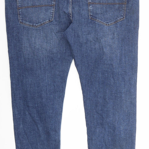 Marks and Spencer Mens Blue Cotton Straight Jeans Size 40 in L29 in Slim Zip