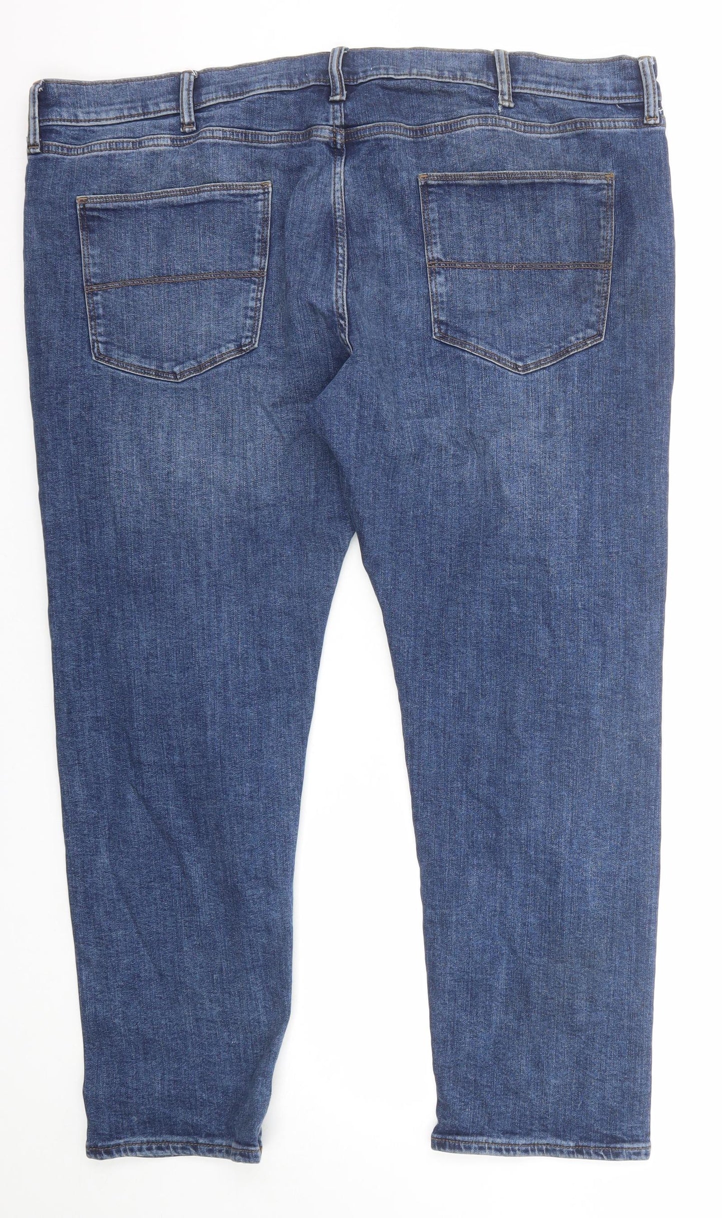 Marks and Spencer Mens Blue Cotton Straight Jeans Size 40 in L29 in Slim Zip