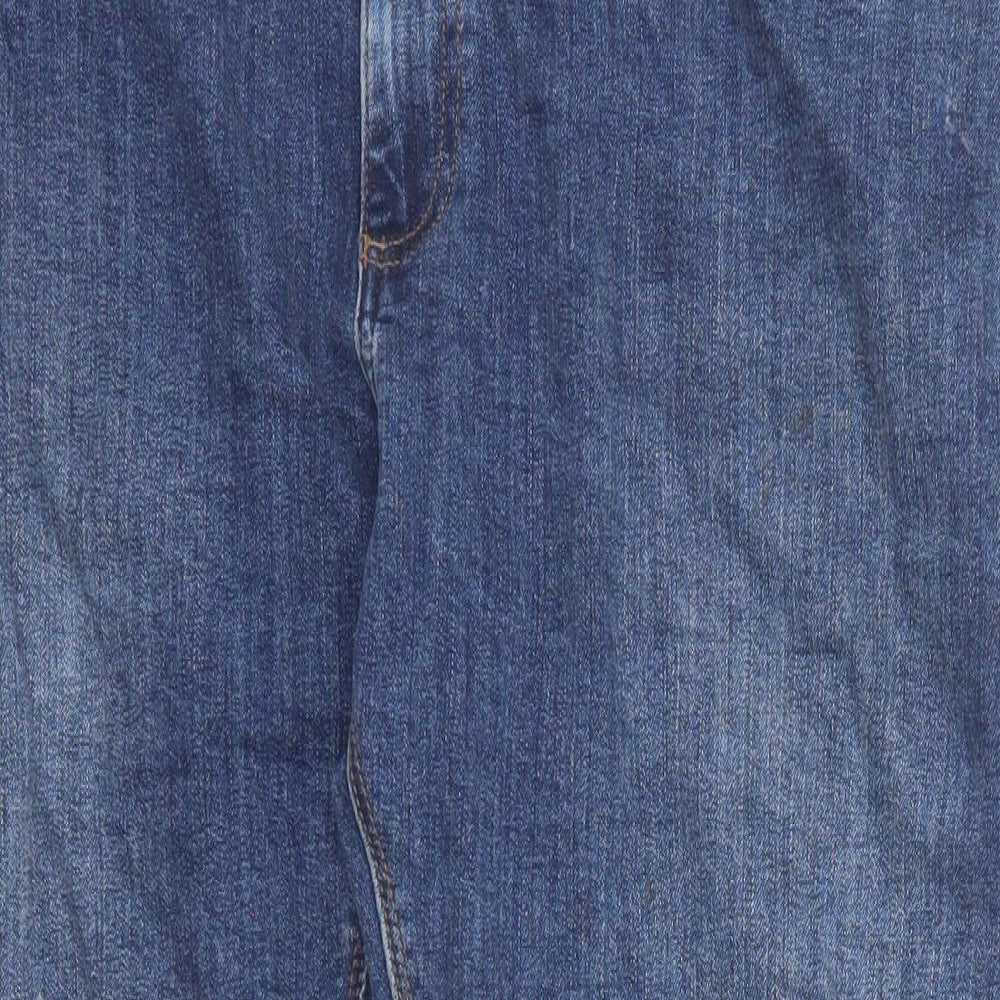 Marks and Spencer Mens Blue Cotton Straight Jeans Size 40 in L29 in Slim Zip