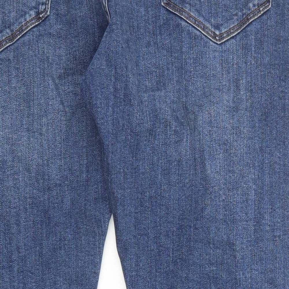 Marks and Spencer Mens Blue Cotton Straight Jeans Size 40 in L29 in Slim Zip