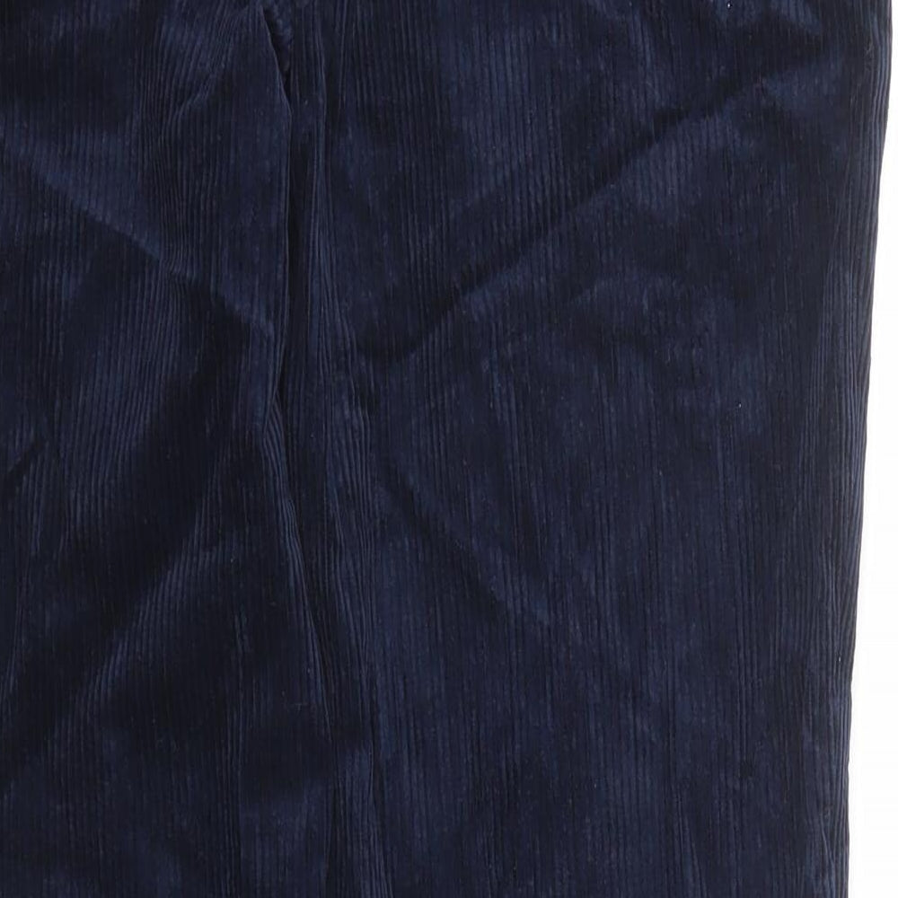 Marks and Spencer Mens Blue Cotton Trousers Size 34 in L29 in Regular Zip