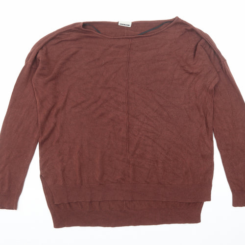 Noisy may Womens Brown Boat Neck Acrylic Pullover Jumper Size XL