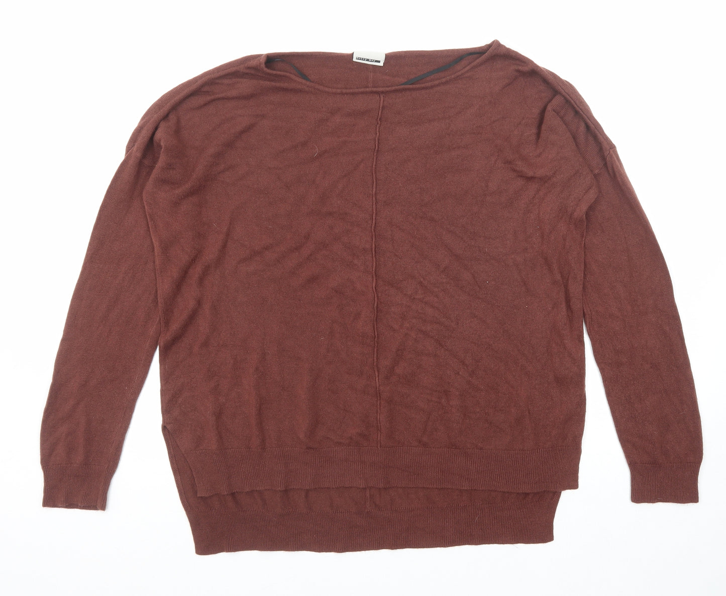 Noisy may Womens Brown Boat Neck Acrylic Pullover Jumper Size XL