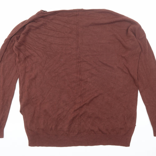 Noisy may Womens Brown Boat Neck Acrylic Pullover Jumper Size XL