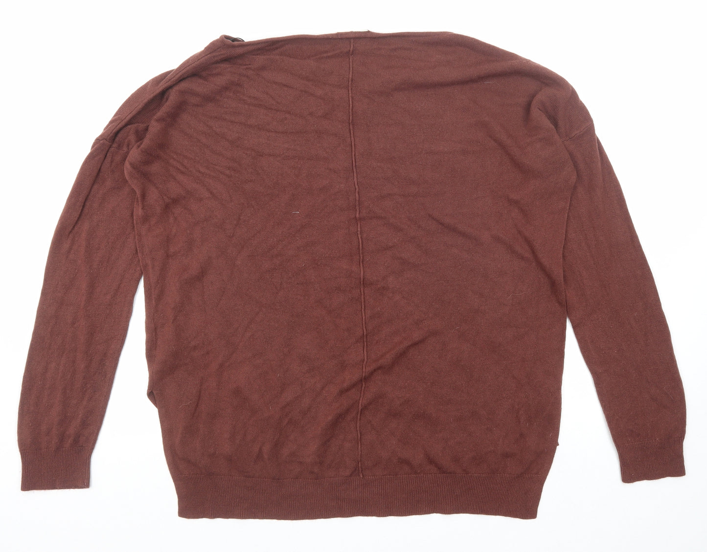 Noisy may Womens Brown Boat Neck Acrylic Pullover Jumper Size XL