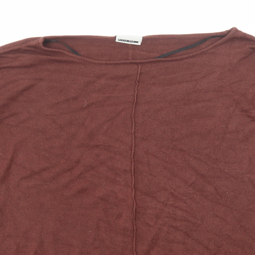 Noisy may Womens Brown Boat Neck Acrylic Pullover Jumper Size XL