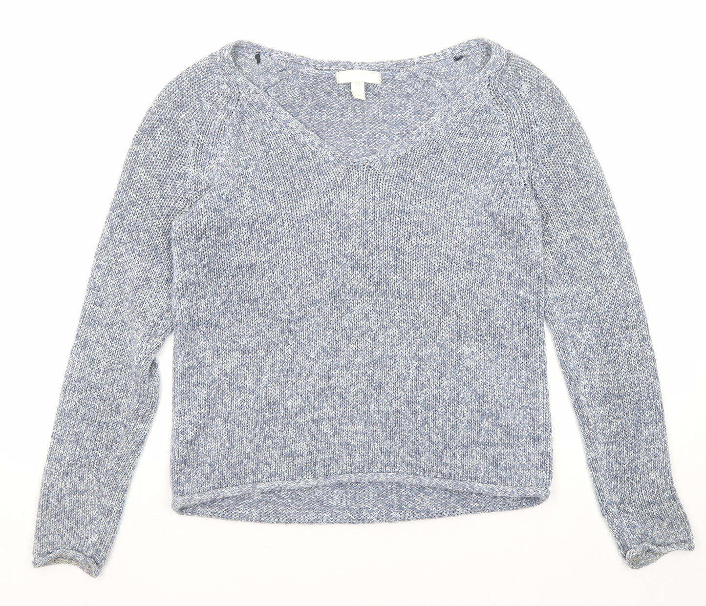 H&M Womens Blue V-Neck Acrylic Pullover Jumper Size XS