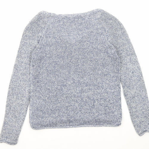 H&M Womens Blue V-Neck Acrylic Pullover Jumper Size XS