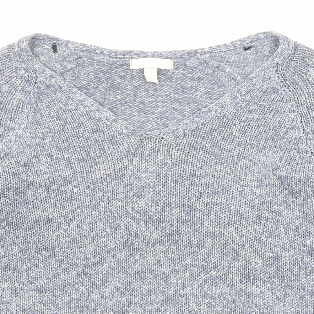 H&M Womens Blue V-Neck Acrylic Pullover Jumper Size XS