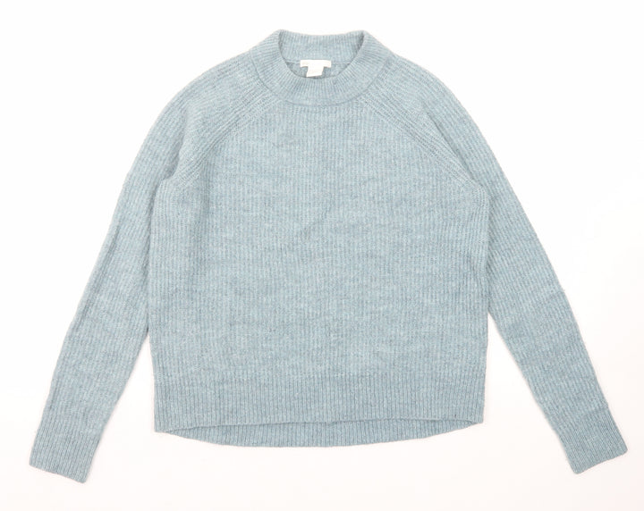 H&M Womens Blue Round Neck Acrylic Pullover Jumper Size S
