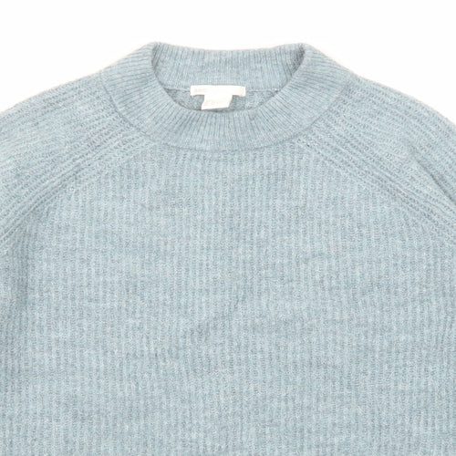 H&M Womens Blue Round Neck Acrylic Pullover Jumper Size S