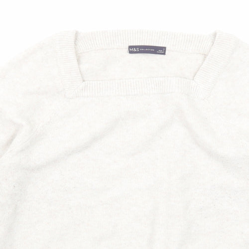 Marks and Spencer Womens Ivory Square Neck Polyester Pullover Jumper Size M
