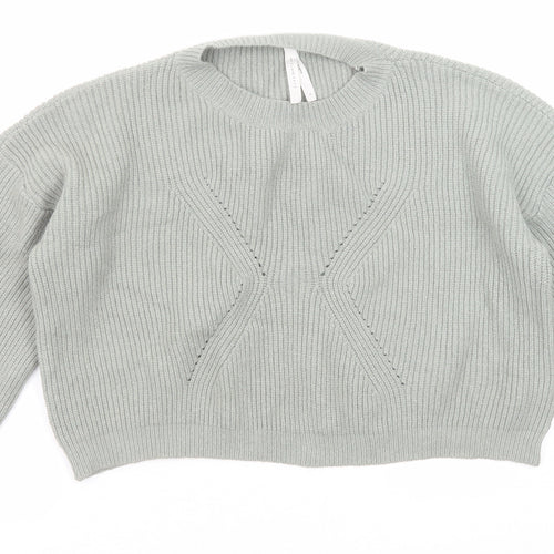 Dreamers Womens Green Round Neck Viscose Pullover Jumper Size L