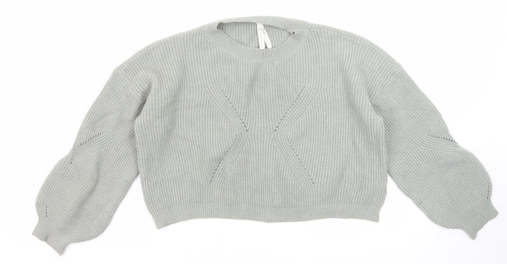 Dreamers Womens Green Round Neck Viscose Pullover Jumper Size L