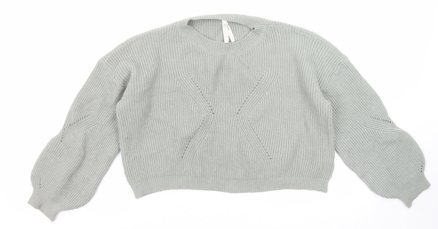 Dreamers Womens Green Round Neck Viscose Pullover Jumper Size L