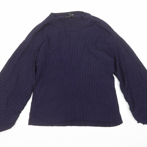 Topshop Womens Blue Round Neck Viscose Pullover Jumper Size 10