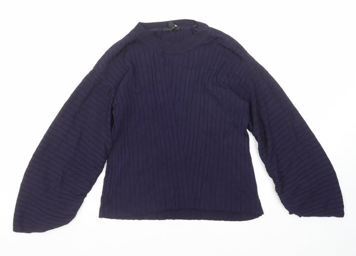 Topshop Womens Blue Round Neck Viscose Pullover Jumper Size 10